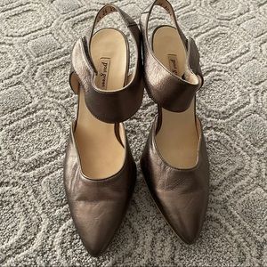 PAUL GREEN METALLIC LEATHER HEELS US 8